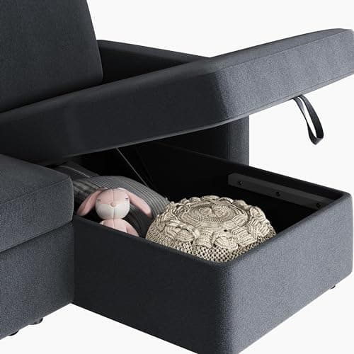 Yaheetech Dark Gray L-Shaped Sleeper Sofa with Chaise & Storage