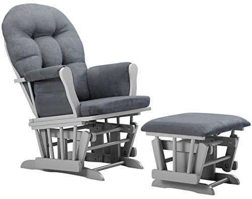 Angel Line Windsor Glider & Ottoman Cushion, Black/Dark Grey