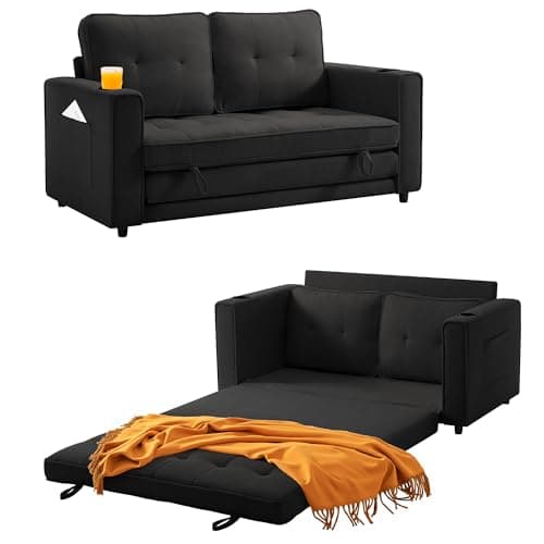 Dark Blue Modern Comfortable Loveseat Sleeper Sofa Bed