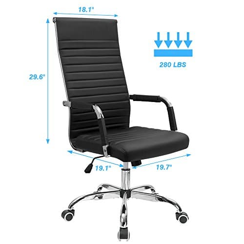 Furmax Black High Back PU Leather Executive Swivel Chair with Arms