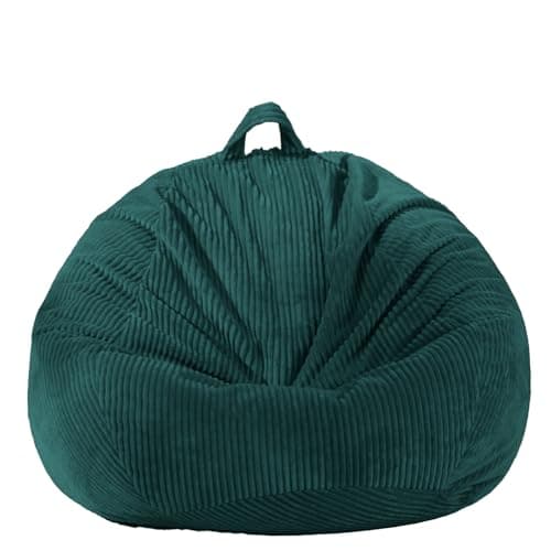 Giant Green Soft Corduroy Stuffed Animal Storage Bean Bag Chair