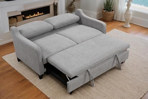 Grey 69'' Queen Size Sleeper Sofa with Adjustable Backrest