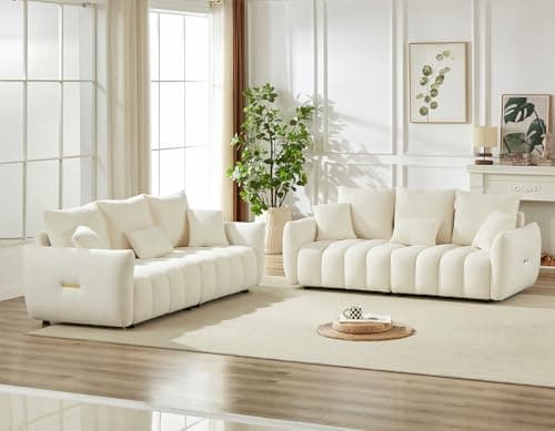Antetek Oversized Deep Seat Teddy Sofa Set, 2 Pieces Black (82-inch)