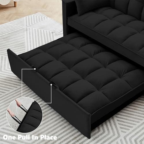 3-in-1 Black Pull-Out Sofa Bed for Living & Bedroom Spaces