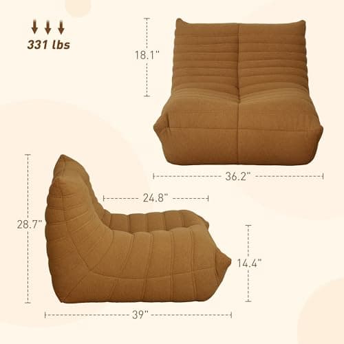 HOMCOM Giant Fireside Bean Bag Chair for Adults, Brown