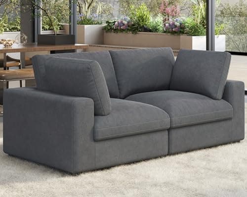Oversized 5 Seat Grey Linen U Shaped Chaise Sectional Sofa