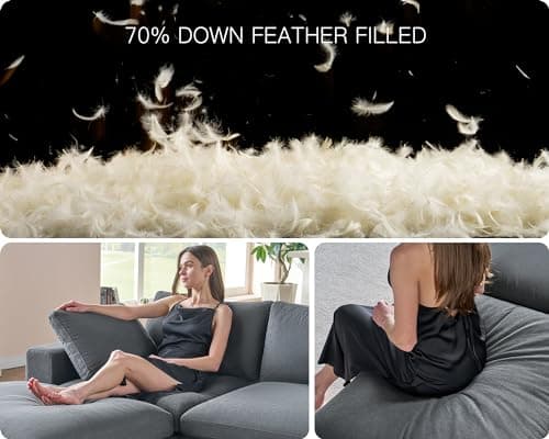Oversized 5 Seat Grey Linen U Shaped Chaise Sectional Sofa