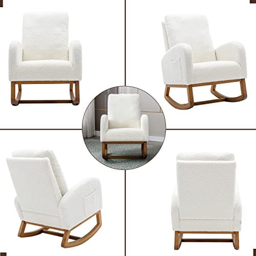 Modern White Rocking Chair for Nursery and Kids