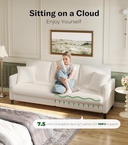 83" Teddy Fleece Loveseat Sofa for Living Room, Tool-Free Setup, Beige