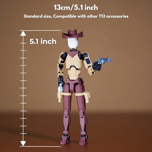 Western Cowboy t13 3D Printed Action Figure for Collectors