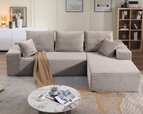 107" Modular Left Chaise Sectional Sofa, Modern Cloud Cushion, Black, No Assembly Required