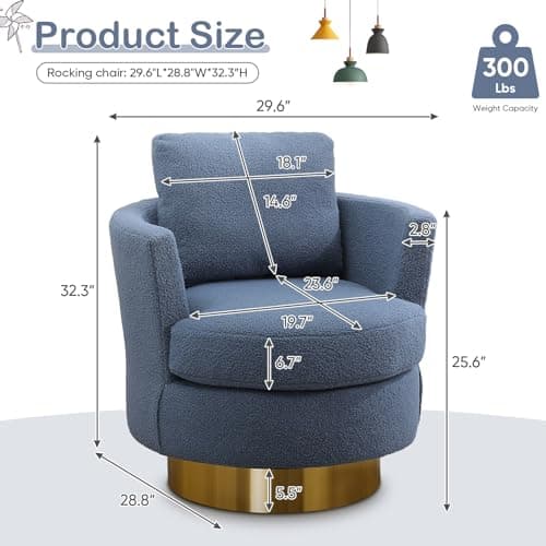 Antetek 2-Pack Swivel Barrel Chair, Blue, Living Room Accent Chair