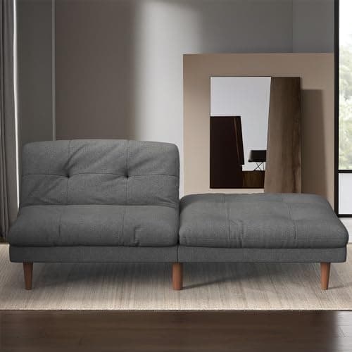 Furmax Dark Grey Modern Linen Convertible Futon Sofa Bed