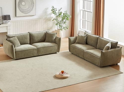 Antetek 88-inch Oversized Chenille 3-Seater Sofa, Green