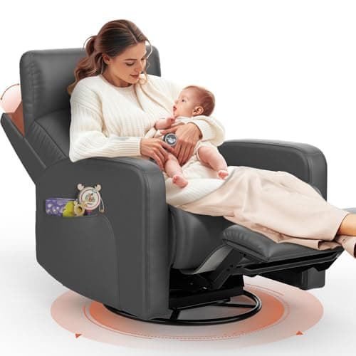 Ivory Power Recliner Glider Chair with USB Ports & Head Support