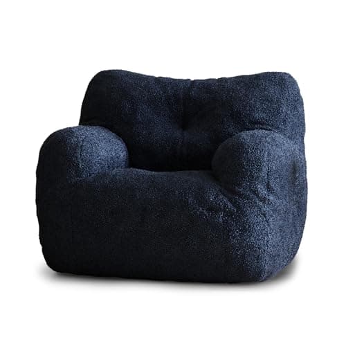 Dark Blue Teddy Fabric Adult Bean Bag Chair