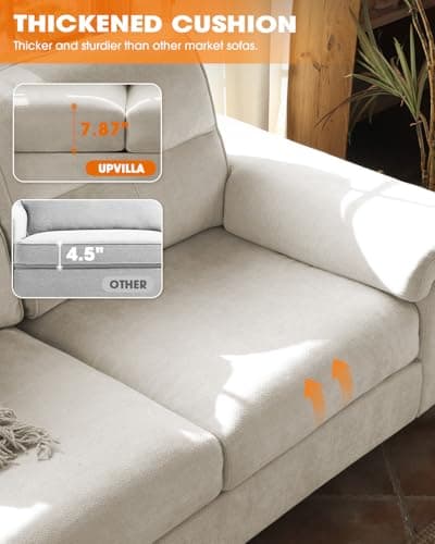 Beige 88.97" Deep Seat Chenille Sleeper Sofa with High Legs