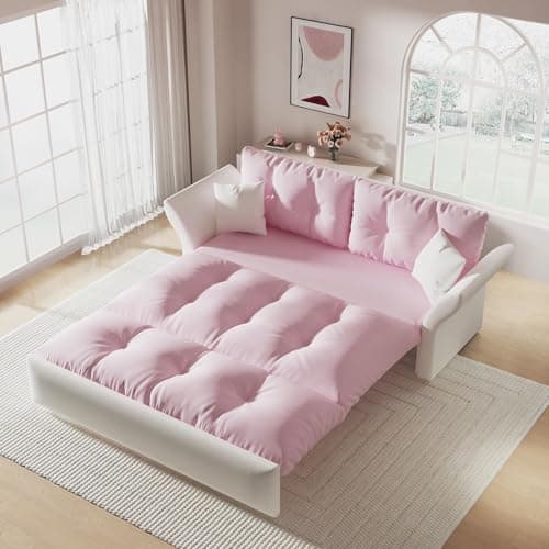 Luxury Grey 74.8" Pull Out Sofa Bed Velvet Couch (RV, Living Room)