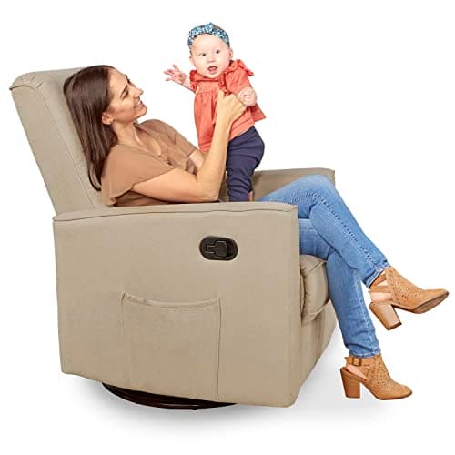 Raleigh Upholstered Swivel Glider Rocking Chair for Nursery, Certified & Reclining