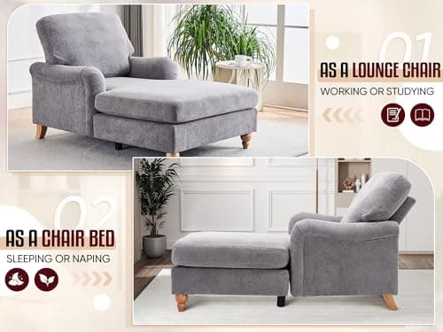 Antetek Adjustable Backrest Lounge Chair Indoor Grey