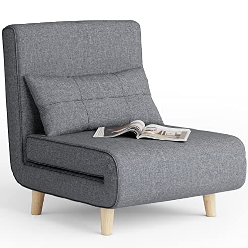 Aiho Adjustable 3-in-1 Sleeper Chair Bed, Dark Grey
