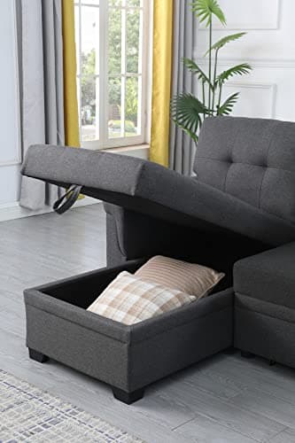 Lilola Home Lucca Sectional Sleeper Sofa - Versatile Storage Couch & Bed