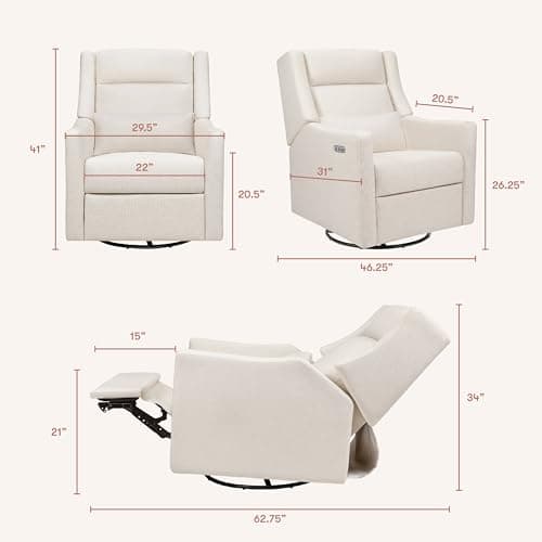 Babyletto Kiwi Power Glider Recliner, GREENGUARD Gold Certified, Cream