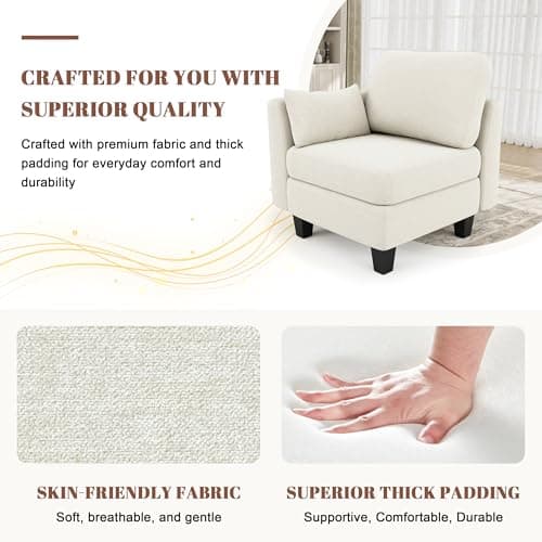 Beige 6 Seater Modular Sleeper Sofa, Comfortable Sectional Couch Bed