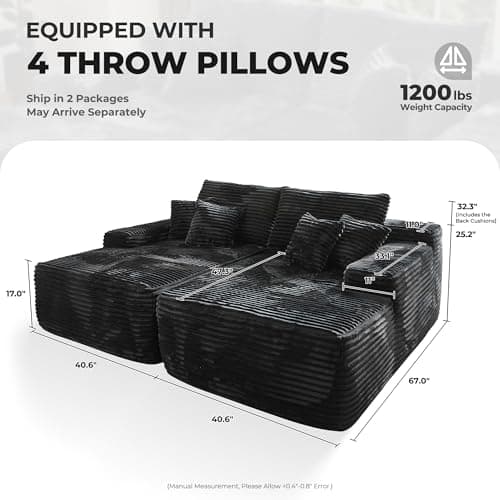 Stupendous Grey Faux Fur Oversized Chaise Lounge Chair Sofa Bed (81", 2PCS)