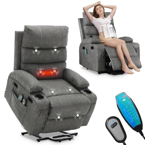 Antetek Electric Recliner Massage Chair with Heat & Cup Holders for Elderly
