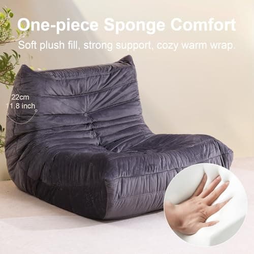 SlateGray Bean Bag Chair for Adults - Soft Dutch Velvet Sofa