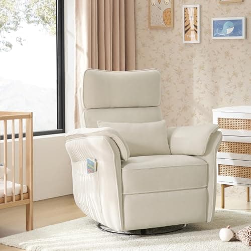 HULALAhome Mossy Green Nursery Glider Recliner with Storage