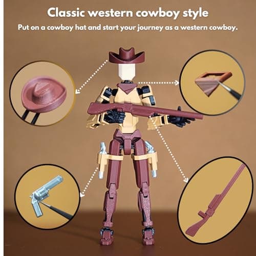 Western Cowboy t13 3D Printed Action Figure for Collectors