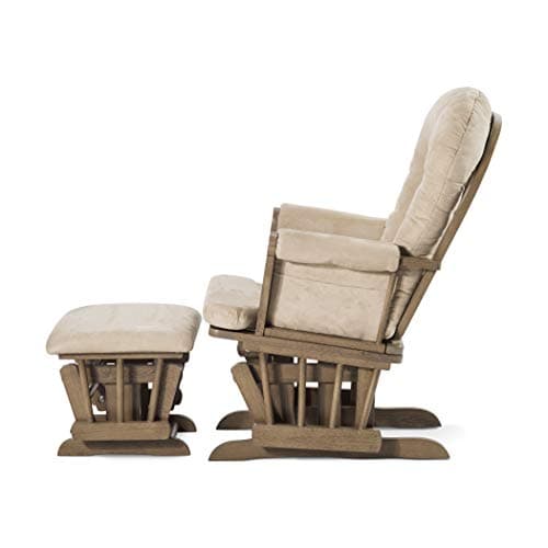 Child Craft Cozy Glider Rocker & Ottoman, Beige Cushion with Storage Pockets