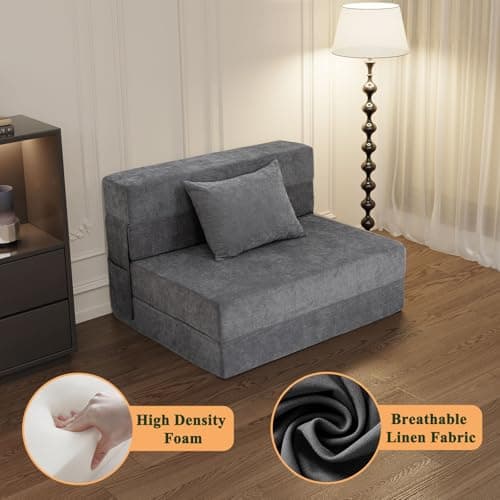 HOMFINE Gray Folding Sofa Bed - Convertible Living Room Sleeper Chair