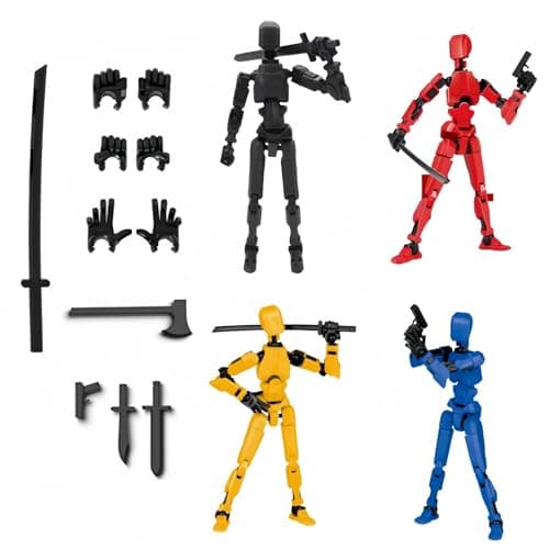 T13 Action Figure Set (4pcs) - Black, Red, Yellow, Blue:Collections of Exquisite Art