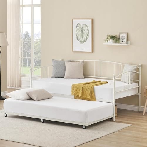 IDEALHOUSE Metal Twin Daybed with Trundle, Black
