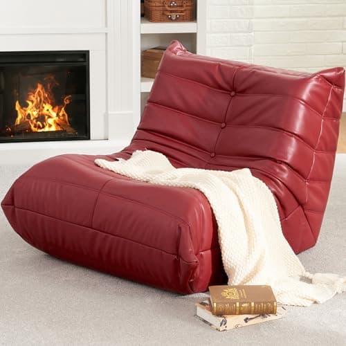 Hobestluk Beige Giant Memory Foam Bean Bag Chair for Adults and Living Room