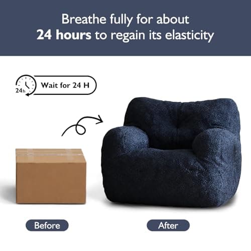 Dark Blue Teddy Fabric Adult Bean Bag Chair