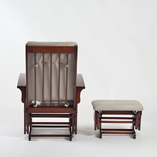 White Solid Hardwood Glider Rocking Chair with Ottoman