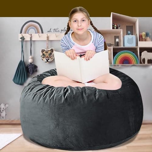 60" Dark Grey Oversized Bean Bag Sofa with Memory Sponge (5FT)