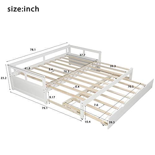 Harper & Bright Designs Extendable Daybed with Twin to King Sofa Bed, White