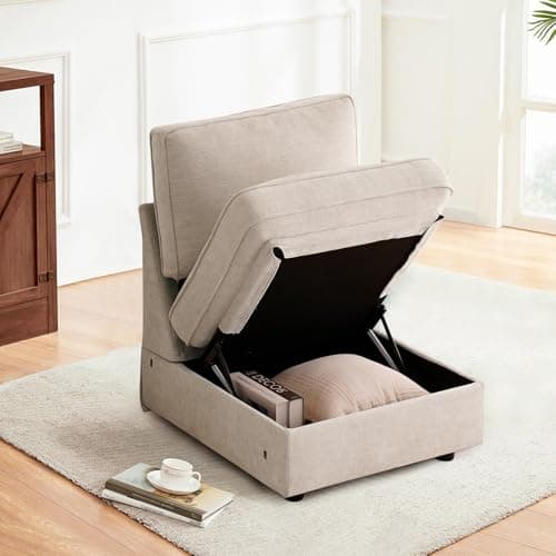 TEKAMON 100" Modular Storage Sofa, Dark Grey Chenille Couch with USBcharging