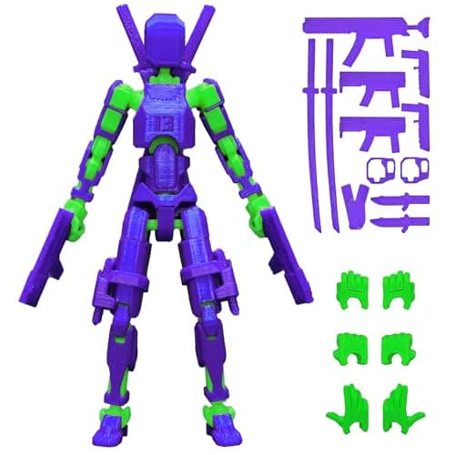 3D Printed T13 Action Figure, Collectible Articulated Dummy 13 Desktop Decor, Blue Orange