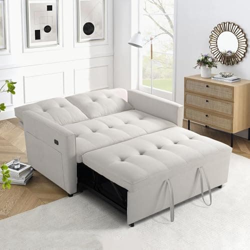 3-in-1 Convertible Sofa Bed: Dark Grey Pull Out Sleeper with USB Ports