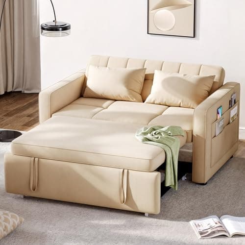 DWVO 3-in-1 Convertible Sofa Bed, Grey with Pull-Out Bed and Adjustable Backrest