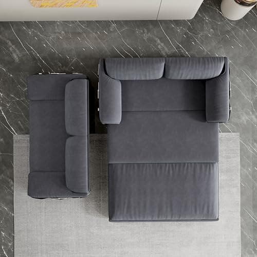 3-in-1 Queen Size Pull-Out Sofa Bed with Cloud Velvet Couch & Side Storage