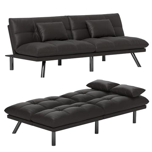 70 Inch Water-Resistant Light Black Futon Sofa Bed Couch