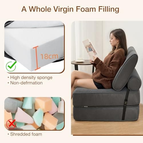 Folding Sofa Bed for Small Spaces: Dark Gray Single Size for Home Office