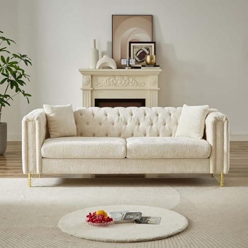 Modern Beige 3 Seater Sofa Couch for Living Room
